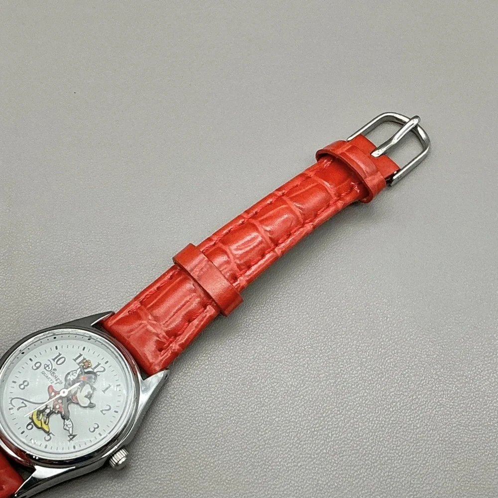 Disney Parks Womens Watch White Dial Minnie Mouse Red Strap Quartz Analog